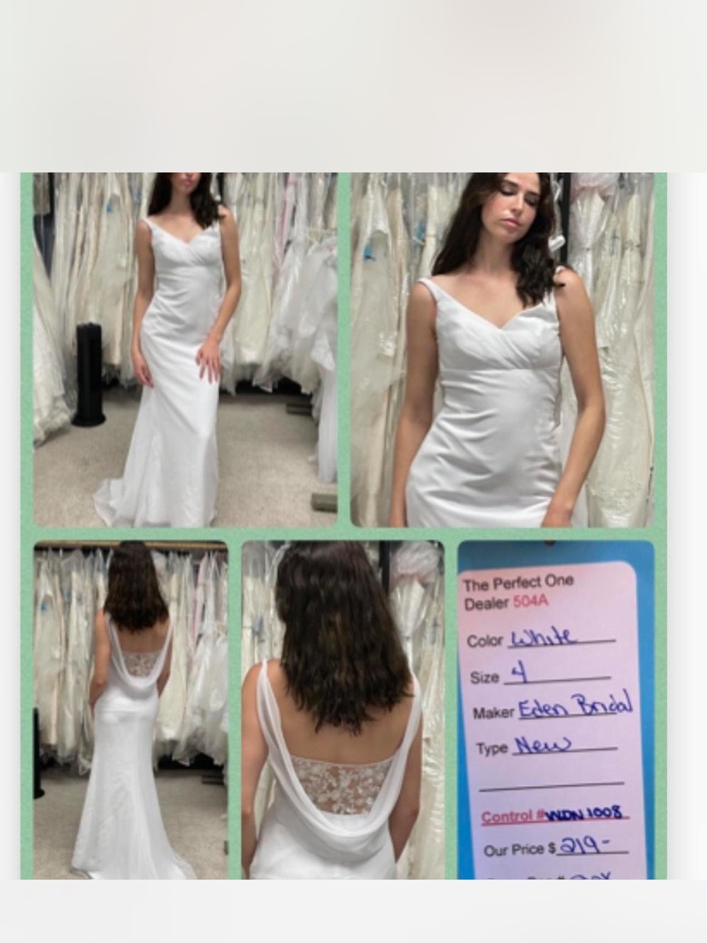 White Satin V-Neck Wedding Dress